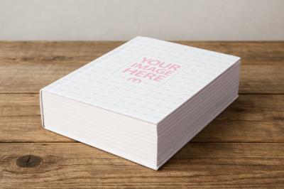 Thick Book Cover Mockup on Wooden Table