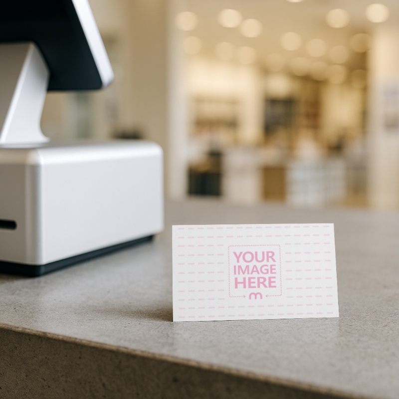 Business Card Mockup with Luxury Hotel Reception Background preview image