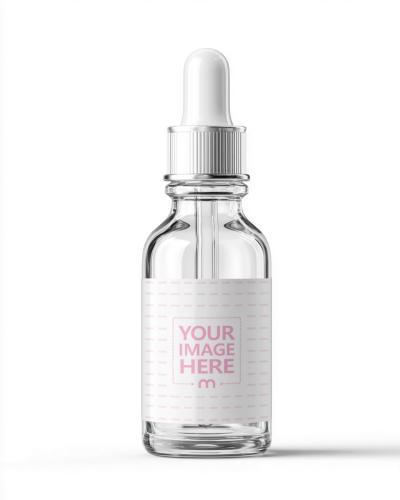 Serum Bottle Mockup on White Background for Cosmetic Packaging