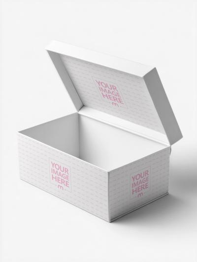 Shoe Box Mockup on White Background for Clean Packaging Display
