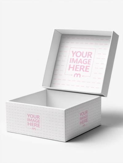 Rectangle Open Box Mockup on White Background