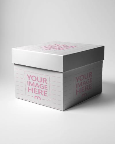 Closed Top Box Mockup on White Background for Packaging Design