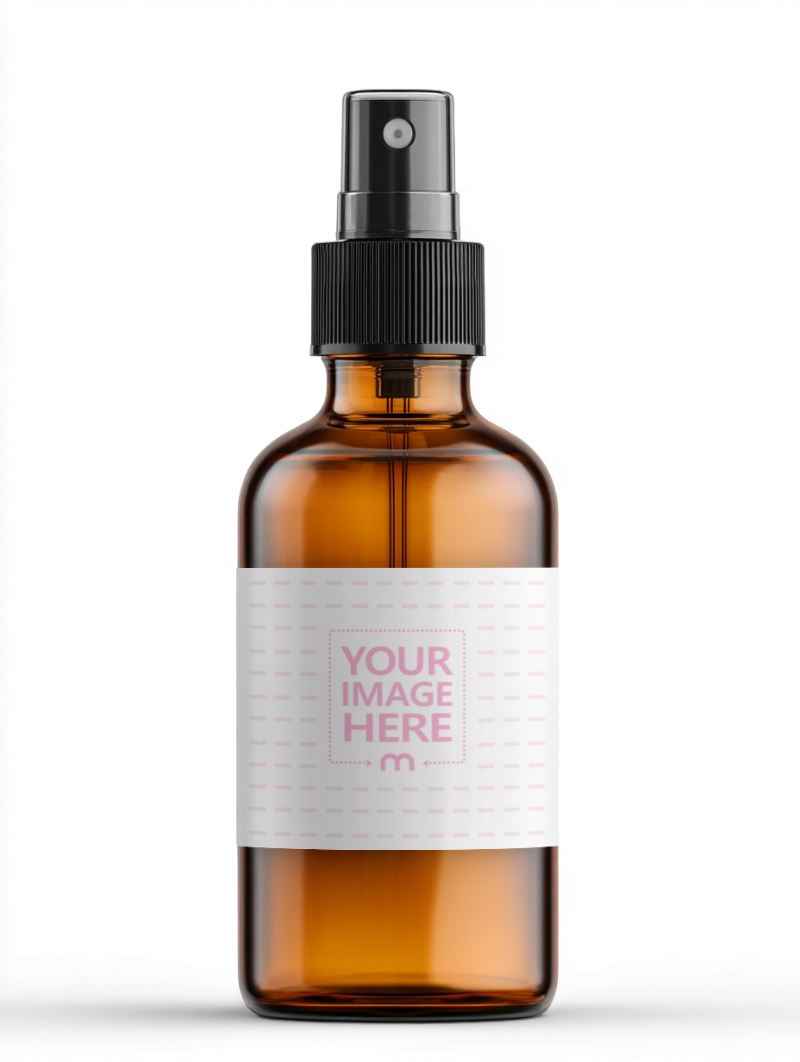 Spray Bottle Mockup in Amber Container with Editable Cap Color preview image