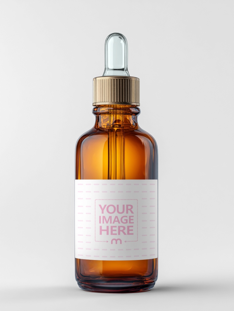 Amber Bottle Label Mockup in White Background preview image