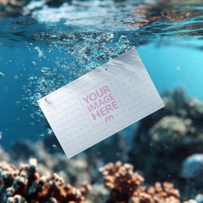 Business Card Mockup with Underwater Coral and Bubble Scene