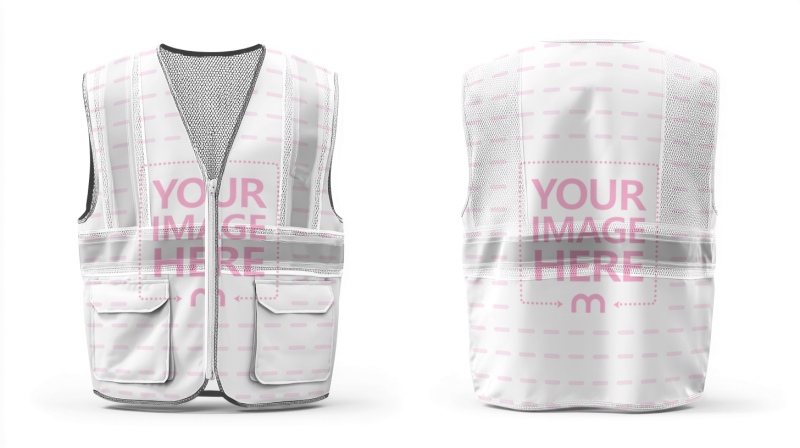 Front and Back Safety Vest Mockup on White Background preview image