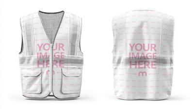 Front and Back Safety Vest Mockup on White Background