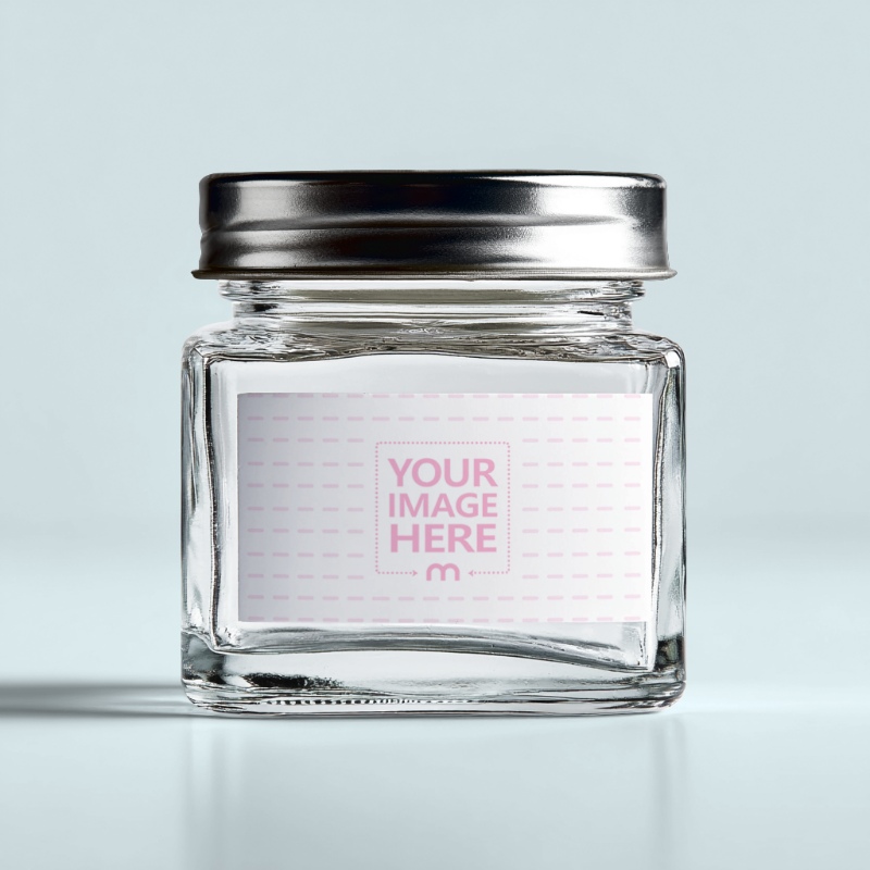 Label Bottle Mockup with Light Blue Background and Isolated Scene preview image