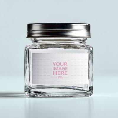 Label Bottle Mockup with Light Blue Background and Isolated Scene