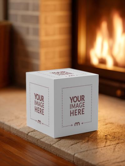 Box Packaging Mockup with Christmas Decor for Festive Branding
