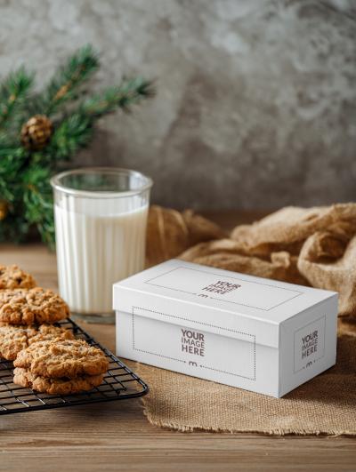 Festive Gift Box Mockup in Christmas Setting for Seasonal Packaging Design