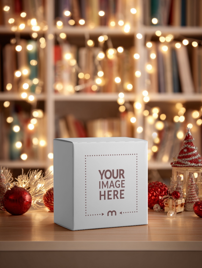 Festive Packaging Mockup in Christmas Decor for Product Presentation preview image