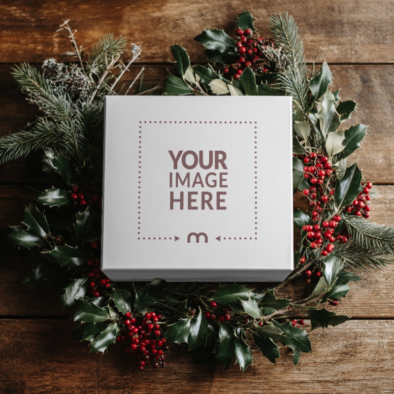 Turtleneck Mockup on Short-Haired Model in Christmas Décor preview image