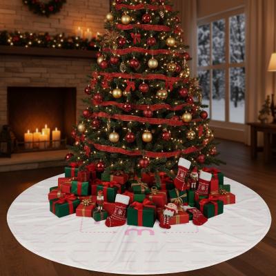 Christmas Tree Skirt Mockup on Floor with Decorated Christmas Tree