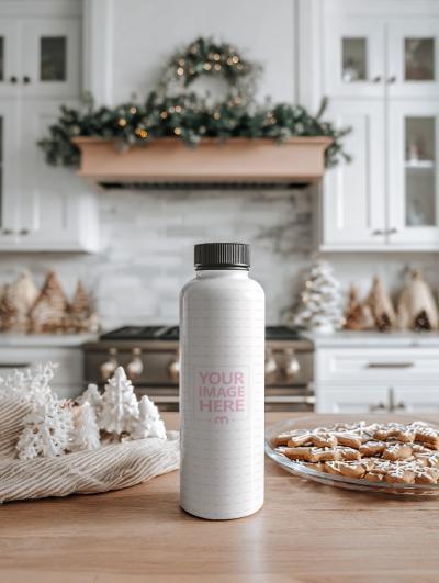 Tumbler Mockup on Table with Cookies for Christmas Themed Design