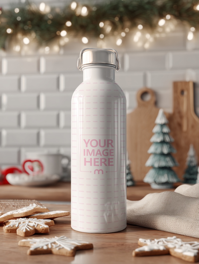 Tumbler Mockup with Cookies Around for Christmas Themed Design preview image