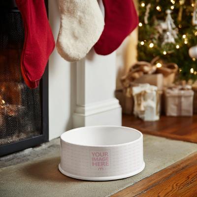 Pet Bowl Mockup with Christmas Decor for Festive Pet Product Design