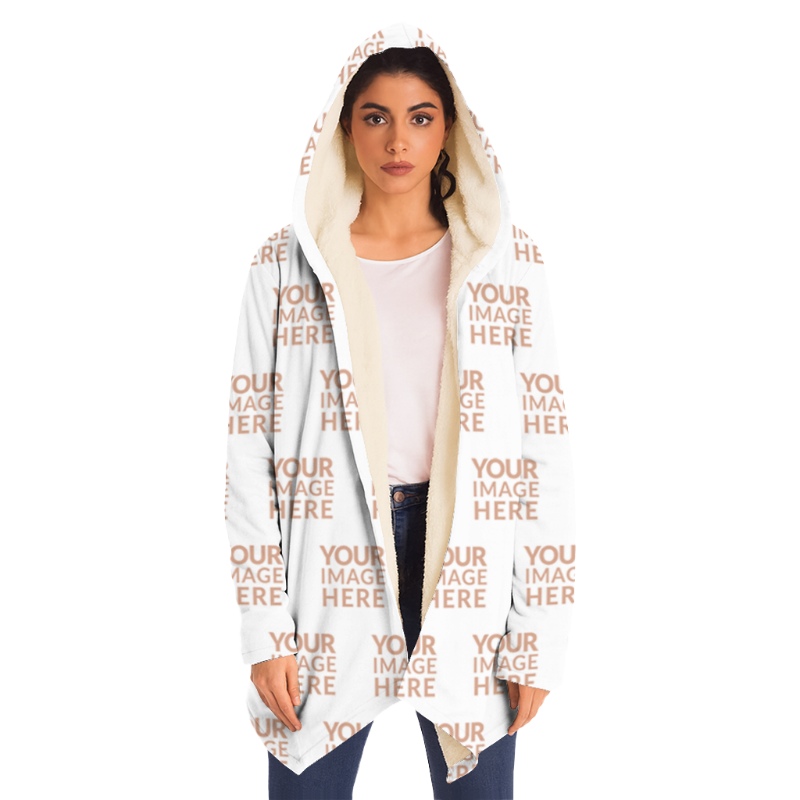 Long Hoodie Mockup on Woman in Isolated Background preview image