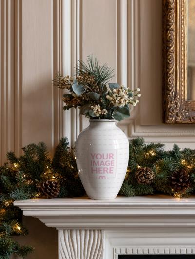 Flower Vase Mockup with Christmas Elements for Festive Décor