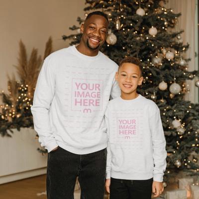 Sweatshirt Mockup for Father and Son in Christmas Décor