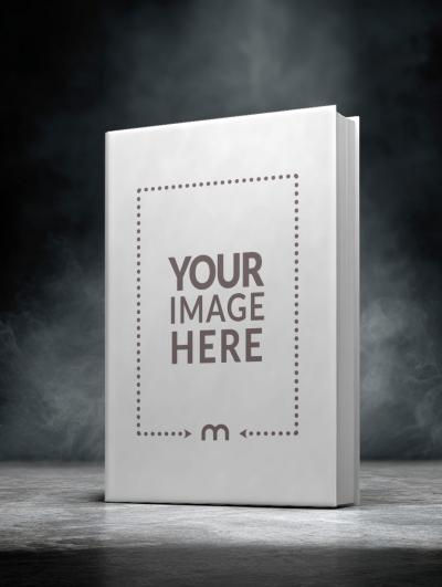 Book Cover Mockup in Angled View with Dark Smoky Background