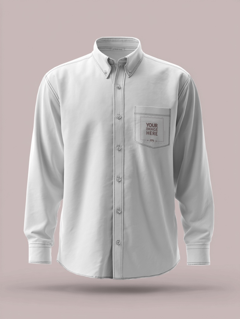 Full Sleeve Shirt Pocket Mockup on White Background preview image