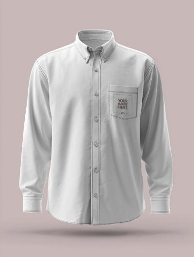 Full Sleeve Shirt Pocket Mockup on White Background
