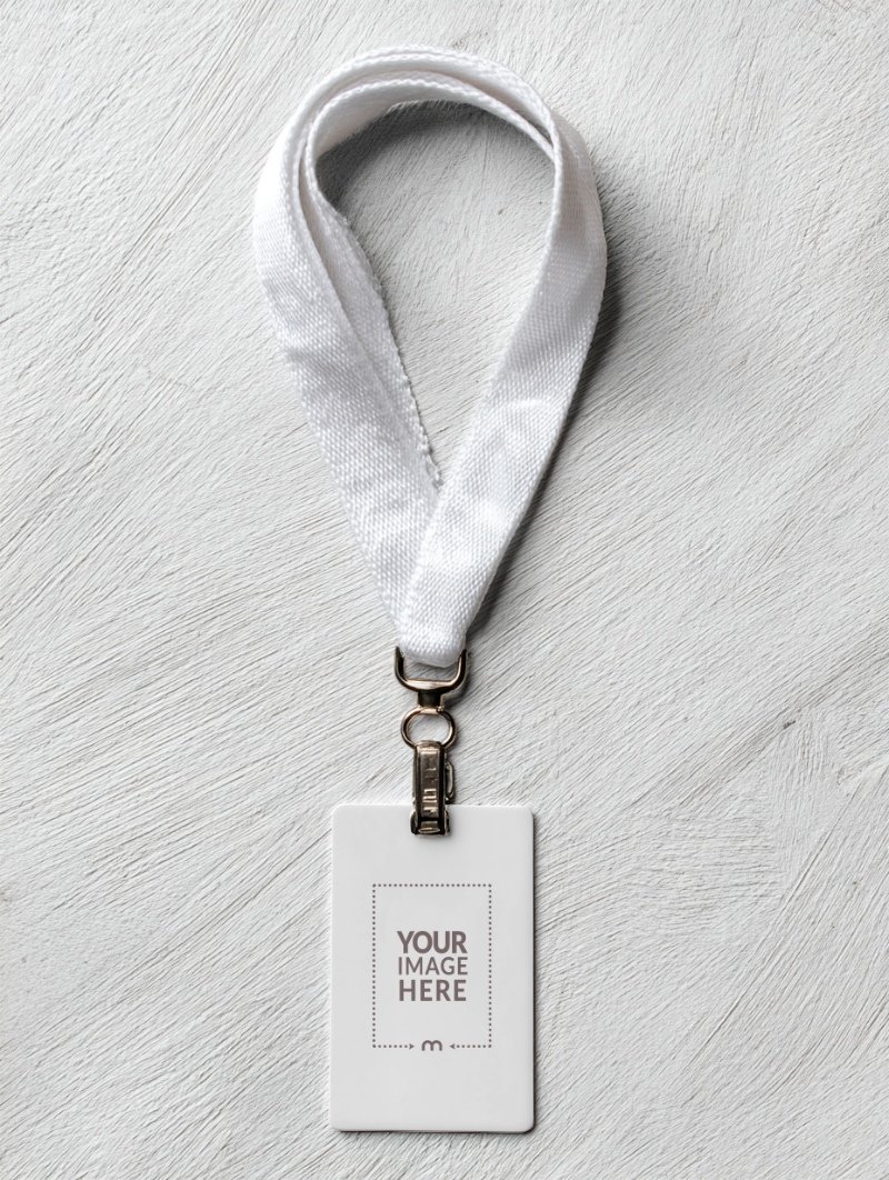 ID Card Mockup Top View on White Table for Corporate Identity preview image