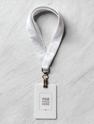 ID Card Mockup Top View on White Table for Corporate Identity