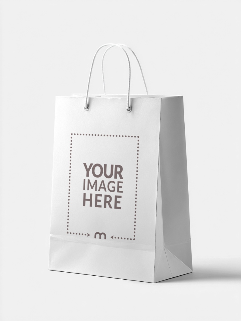Paper Shopping Bag Mockup on White Background for Product Packaging preview image