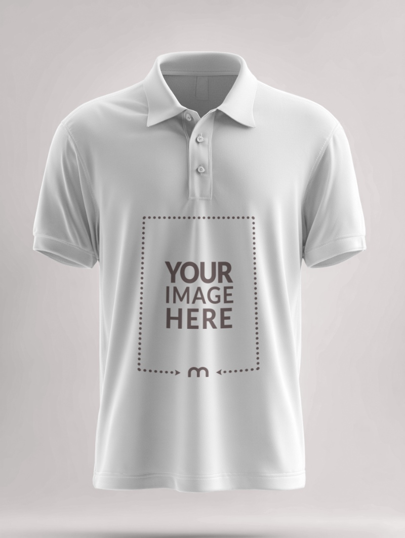 Polo T-Shirt Design Mockup Floating on Isolated Background preview image