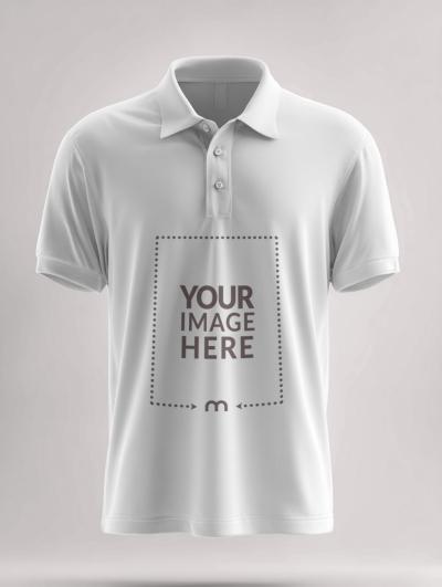 Polo T-Shirt Design Mockup Floating on Isolated Background