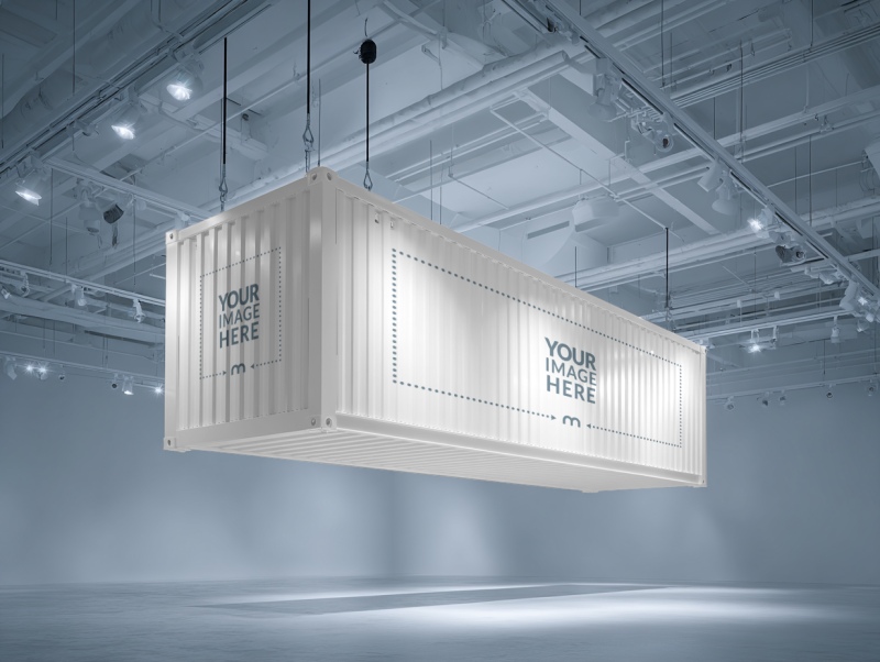 Shipping Container Mockup Hanging from Ceiling preview image