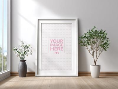 Canvas Mockup by Window with Soft Natural Light and Wooden Flooring