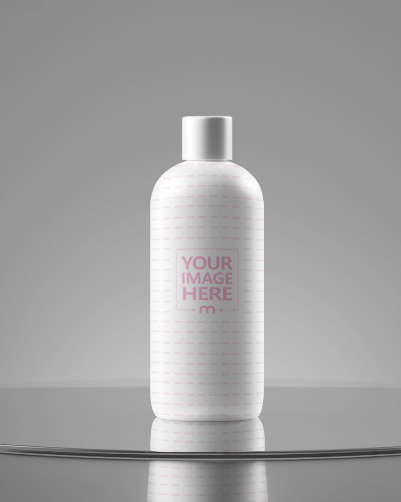 Bottle Mockup with Reflection on Clean Gray Studio Background preview image