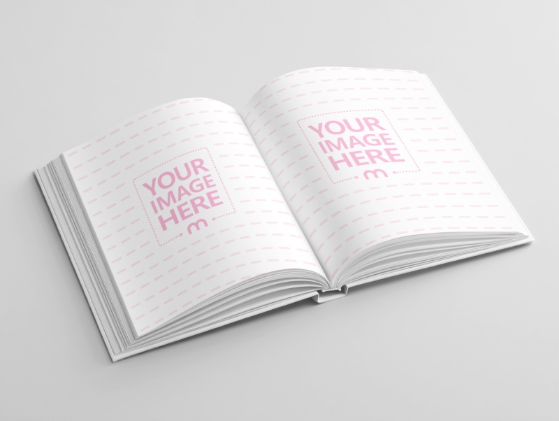 Open Book Page Mockup on White Background with Studio Lighting preview image