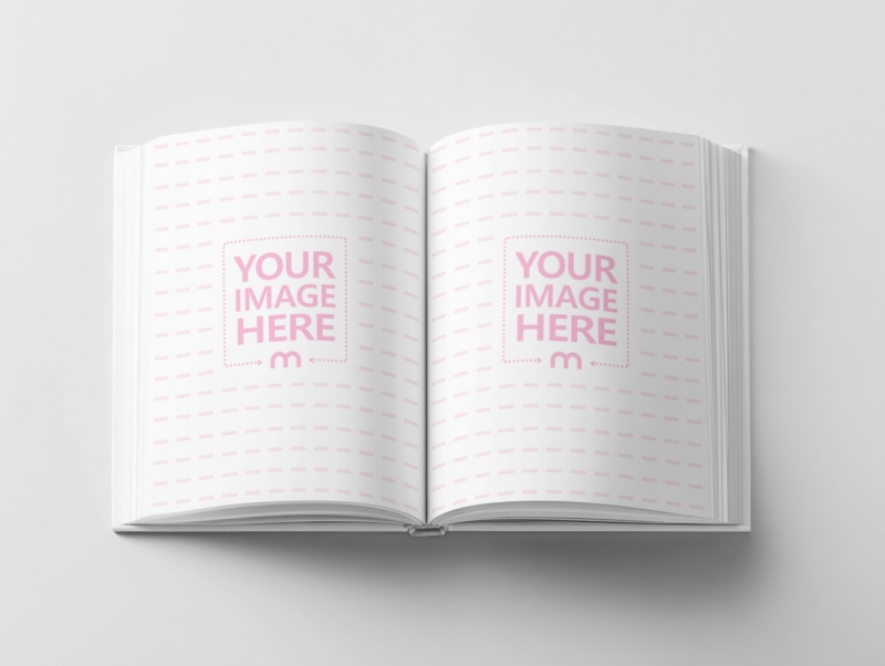 Top View Open Book Pages Mockup on Gray Background preview image