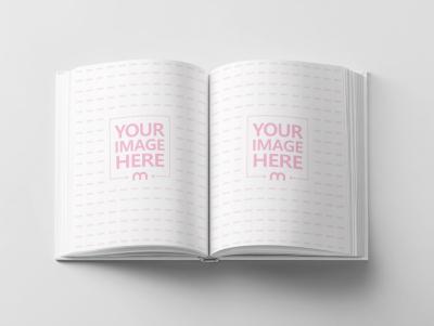 Top View Open Book Pages Mockup on Gray Background
