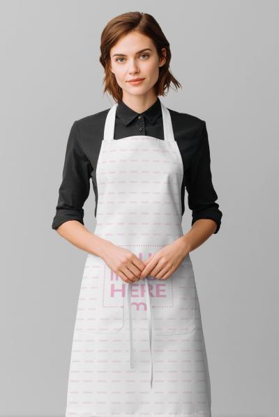 Apron Mockup Featuring Red-Haired Chef Minimal Background