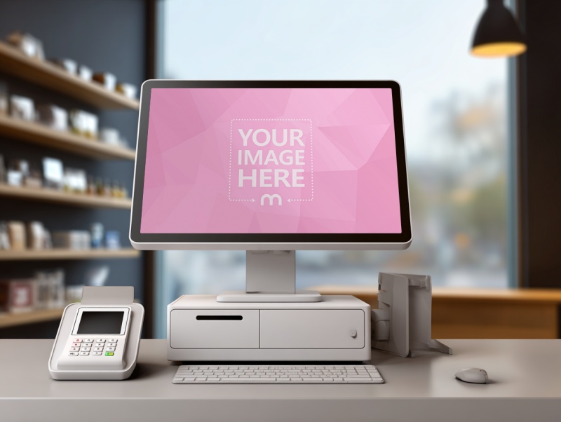 POS Monitor Mockup on Pharmaceuticals Shop preview image