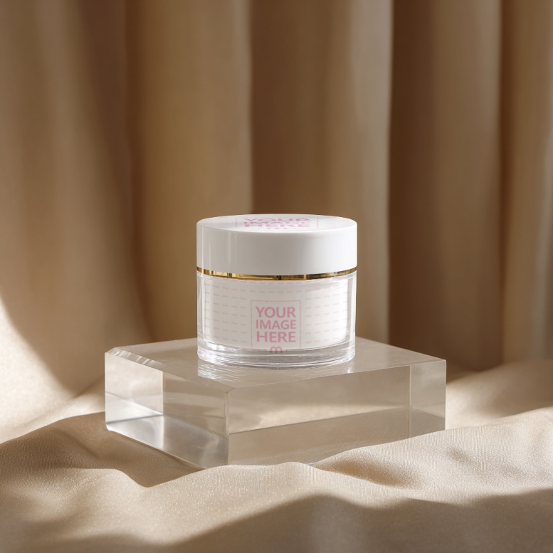 Cosmetics Bottle Mockup on with Draped Cloth Background preview image