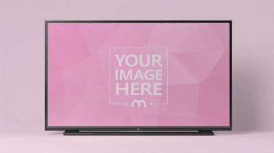 TV Screen Mockup on Editable Background in Clean Studio Scene