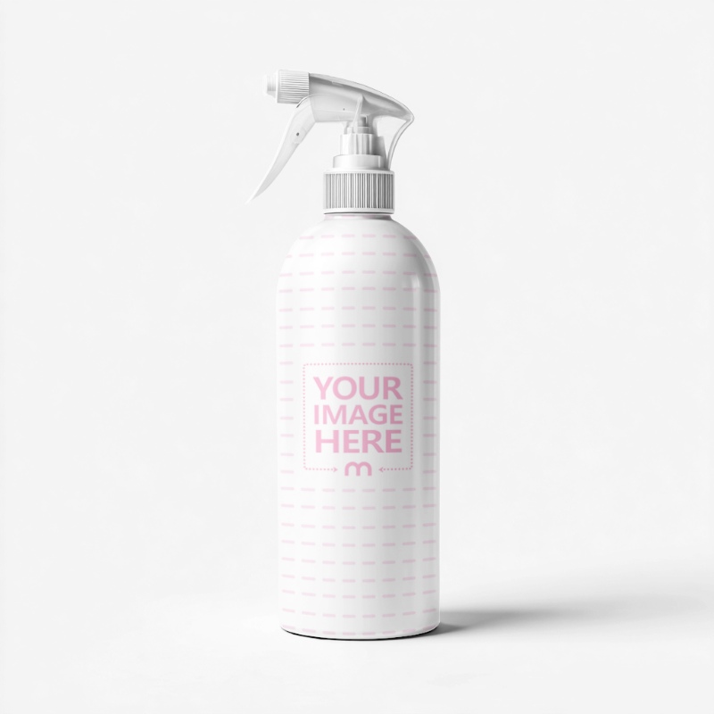 Spray Bottle Mockup on White Background in Clean Studio Setup preview image