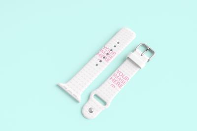Smartwatch Strap Mockup on Cyan Background with Clean Studio Look