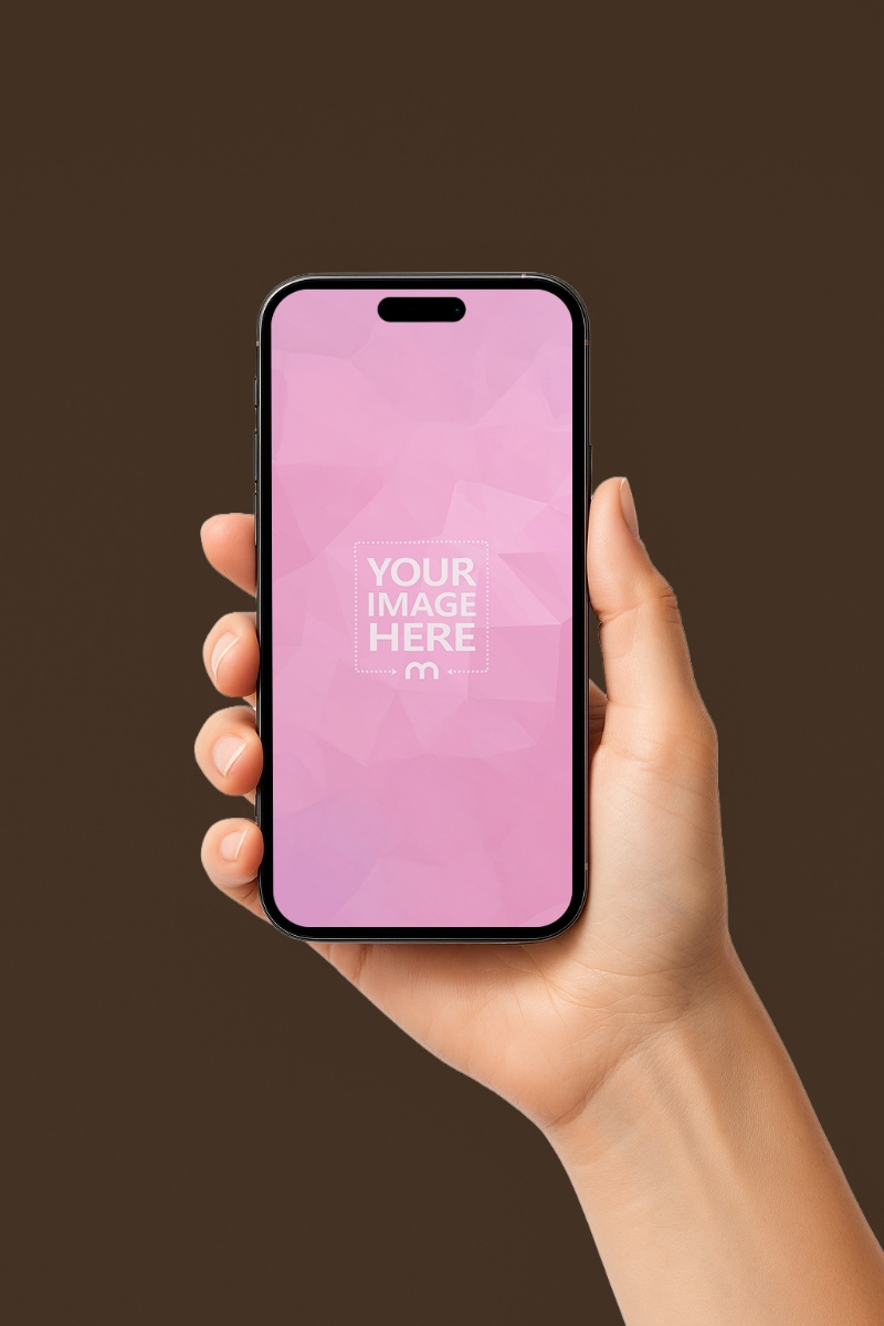 Phone Screen Mockup in Hand with Editable Background preview image
