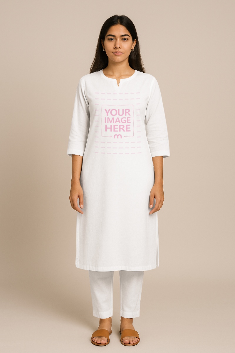 Kurta Dress Mockup Featuring Indian Woman in Simple Pose preview image