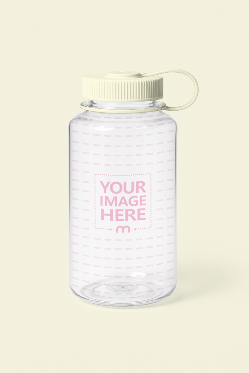 Transparent Bottle Mockup on Editable Background preview image