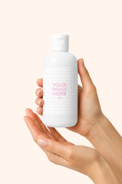 Bottle Mockup in Hand on Editable Background