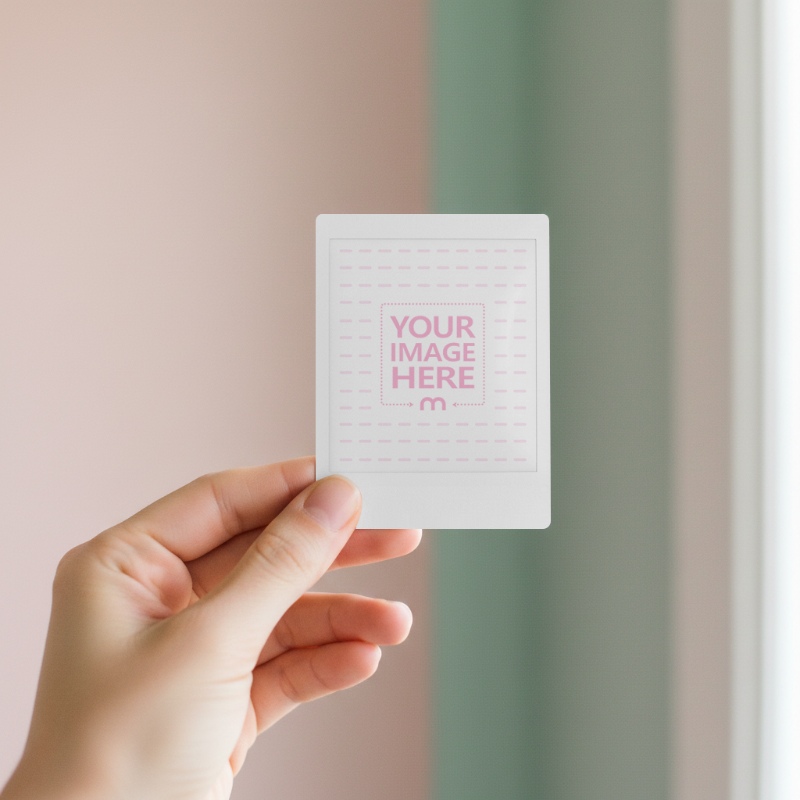 Polaroid Photo Mockup Held in Hand on Editable Background preview image