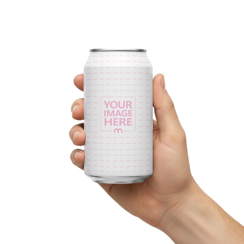 Soda Can Mockup on White Background in Minimalist Layout preview image